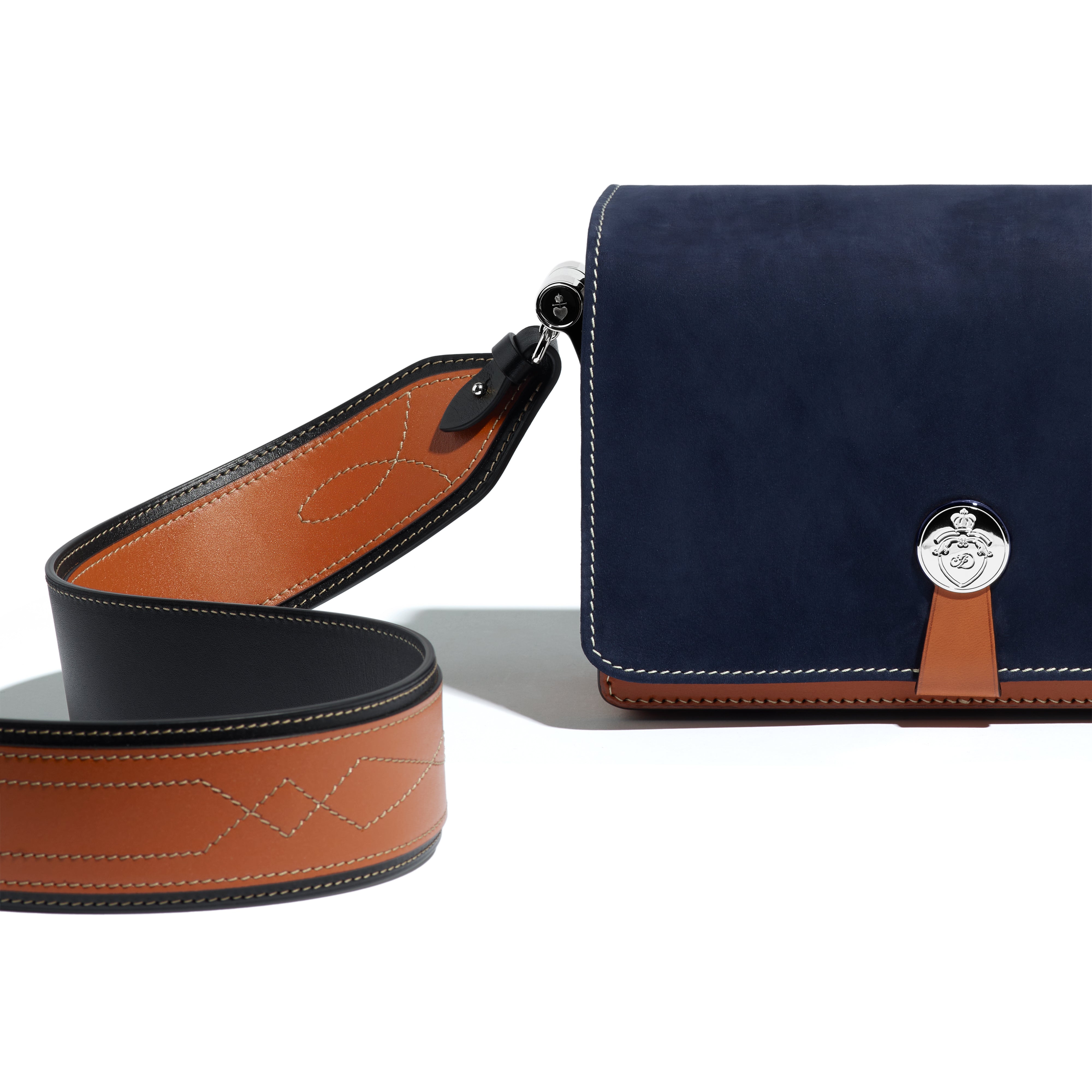 Bandoulière en cuir Mezzo & Piqûres Décoratives Châtaignier