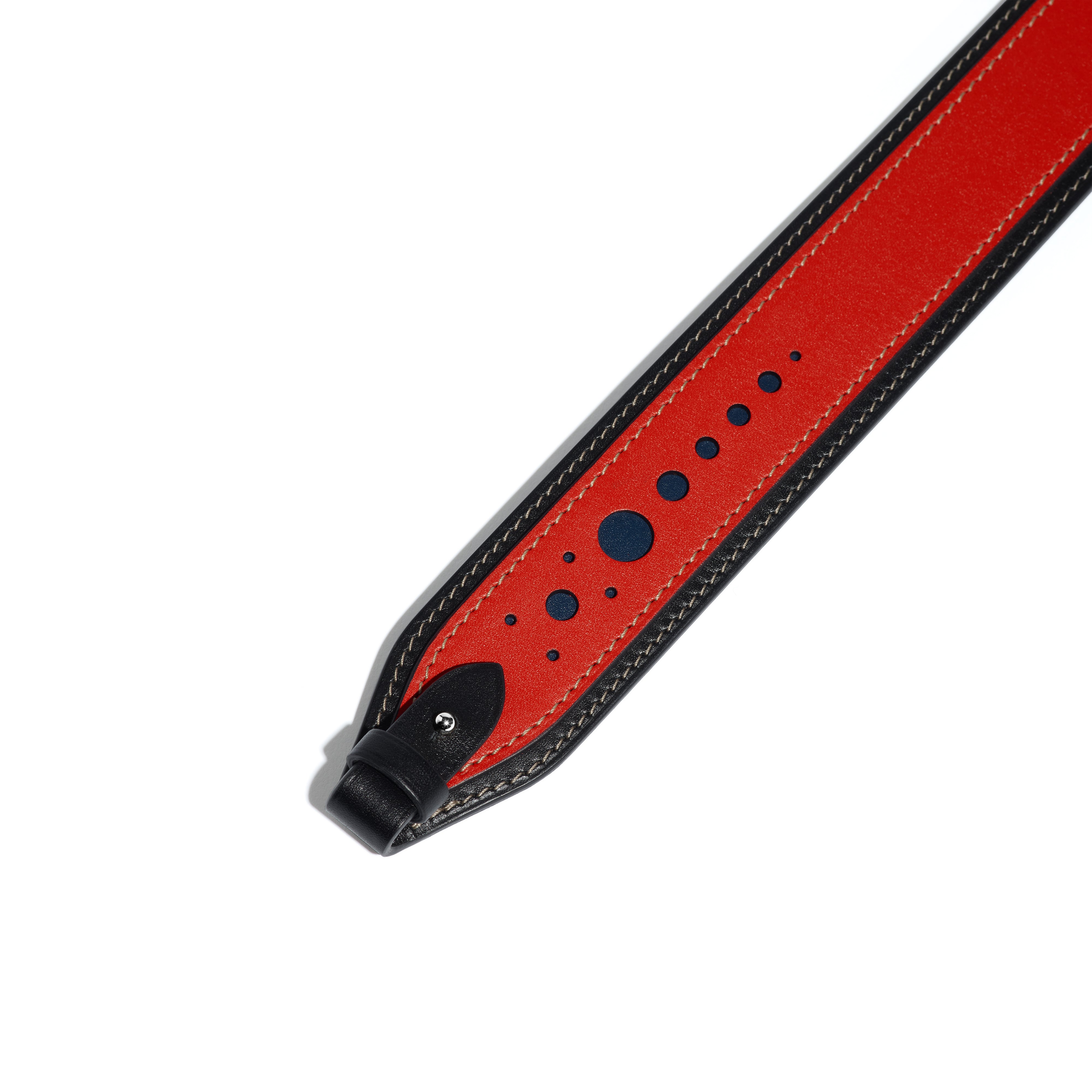 Perforated Leather Strap in Coquelicot Mezzo leather