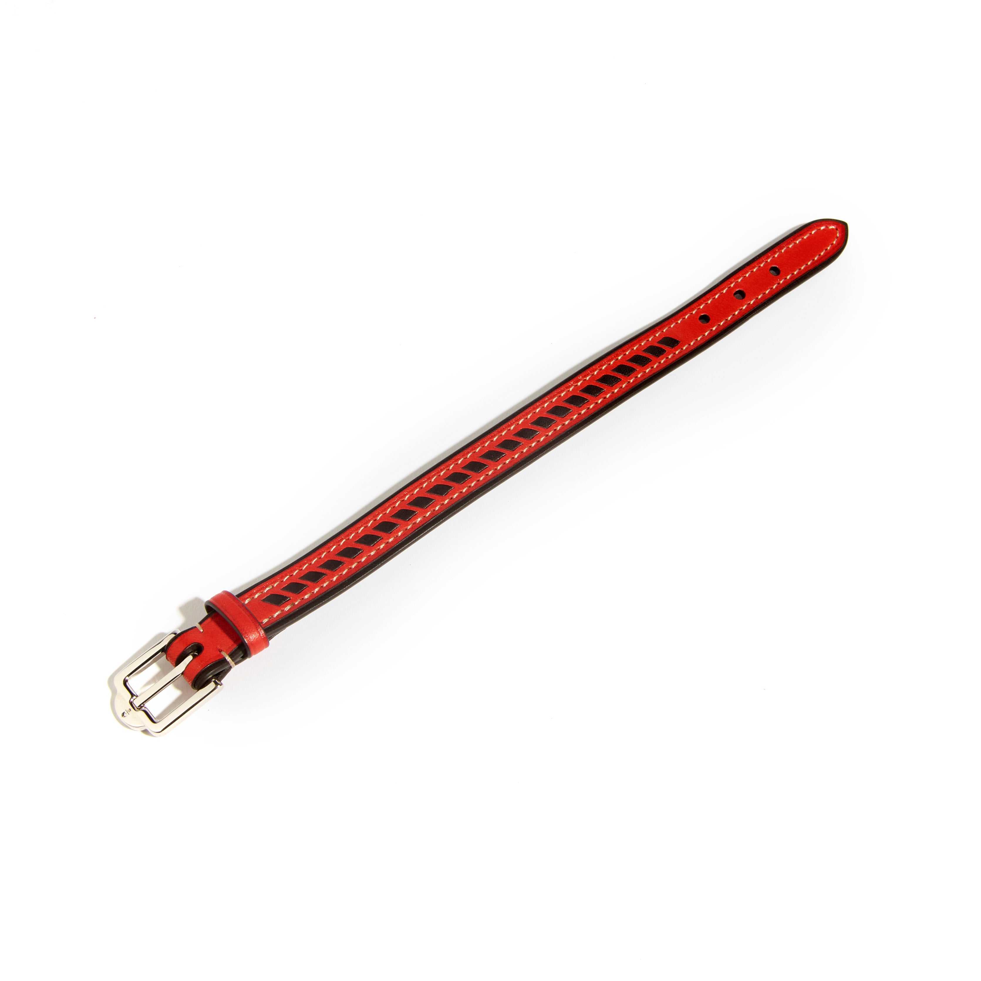 Saint-Clair Tressé Bracelet in Coquelicot Héritage leather