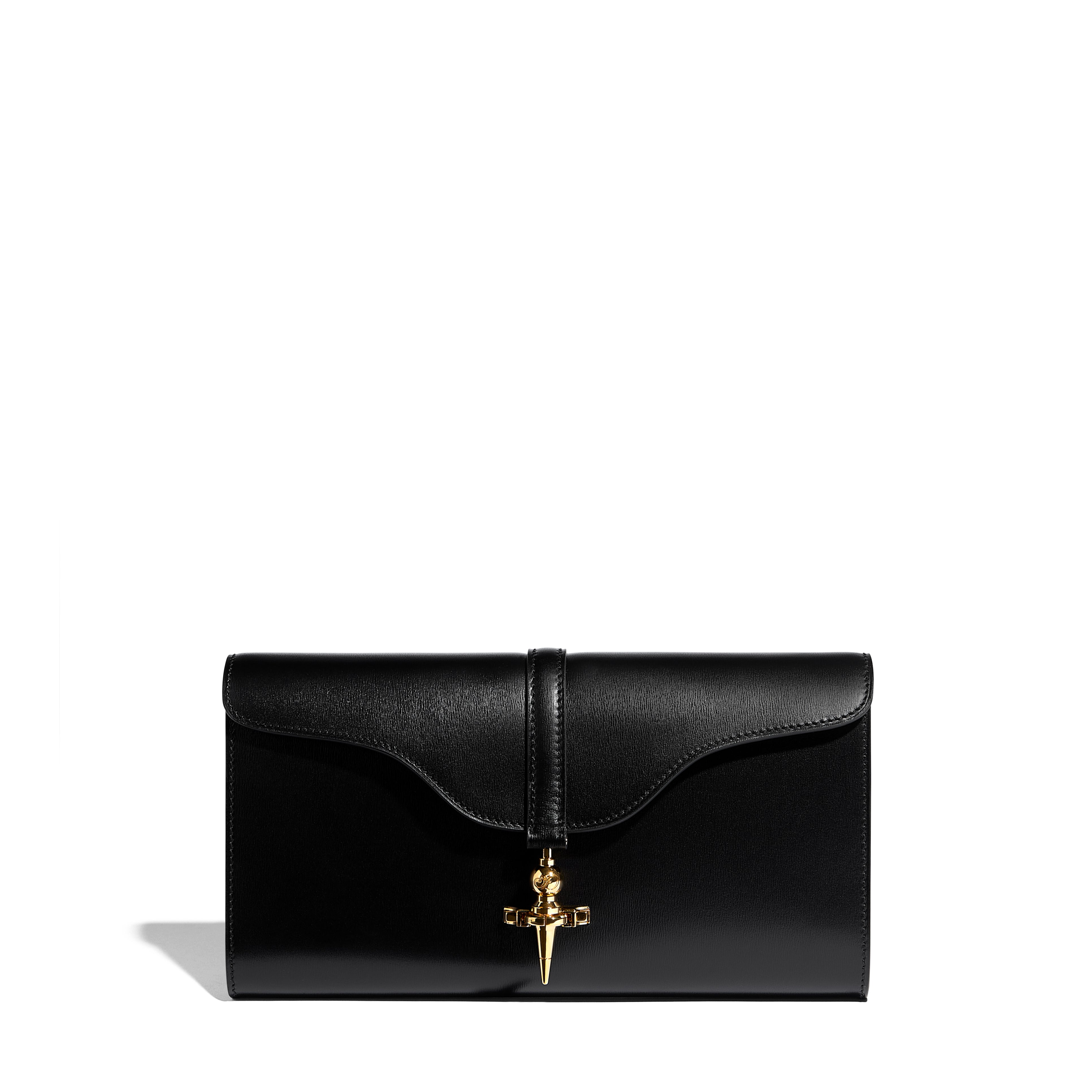 Diane Clutch in Black Lumière Leather
