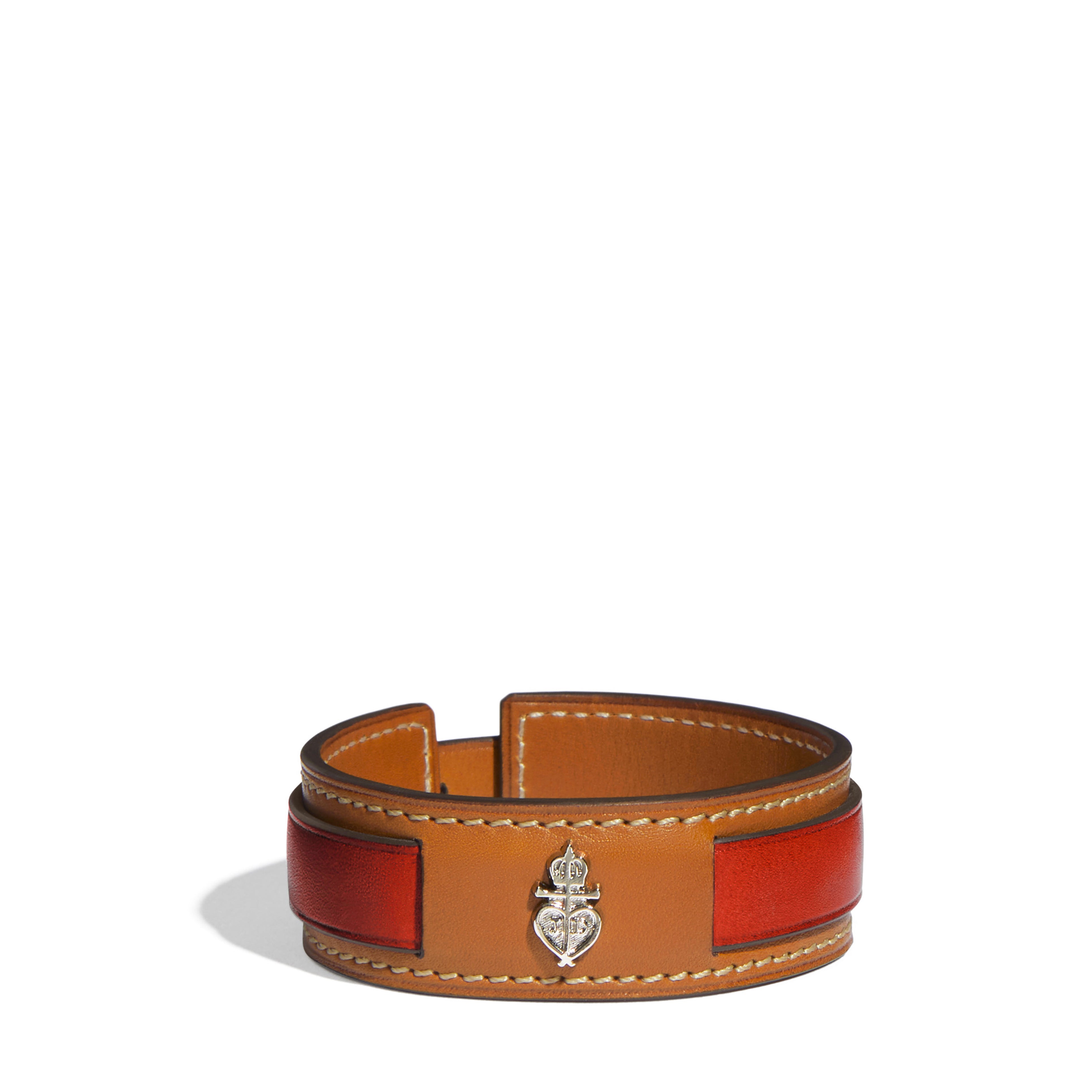 Lectoure Bracelet in Coquelicot Héritage leather