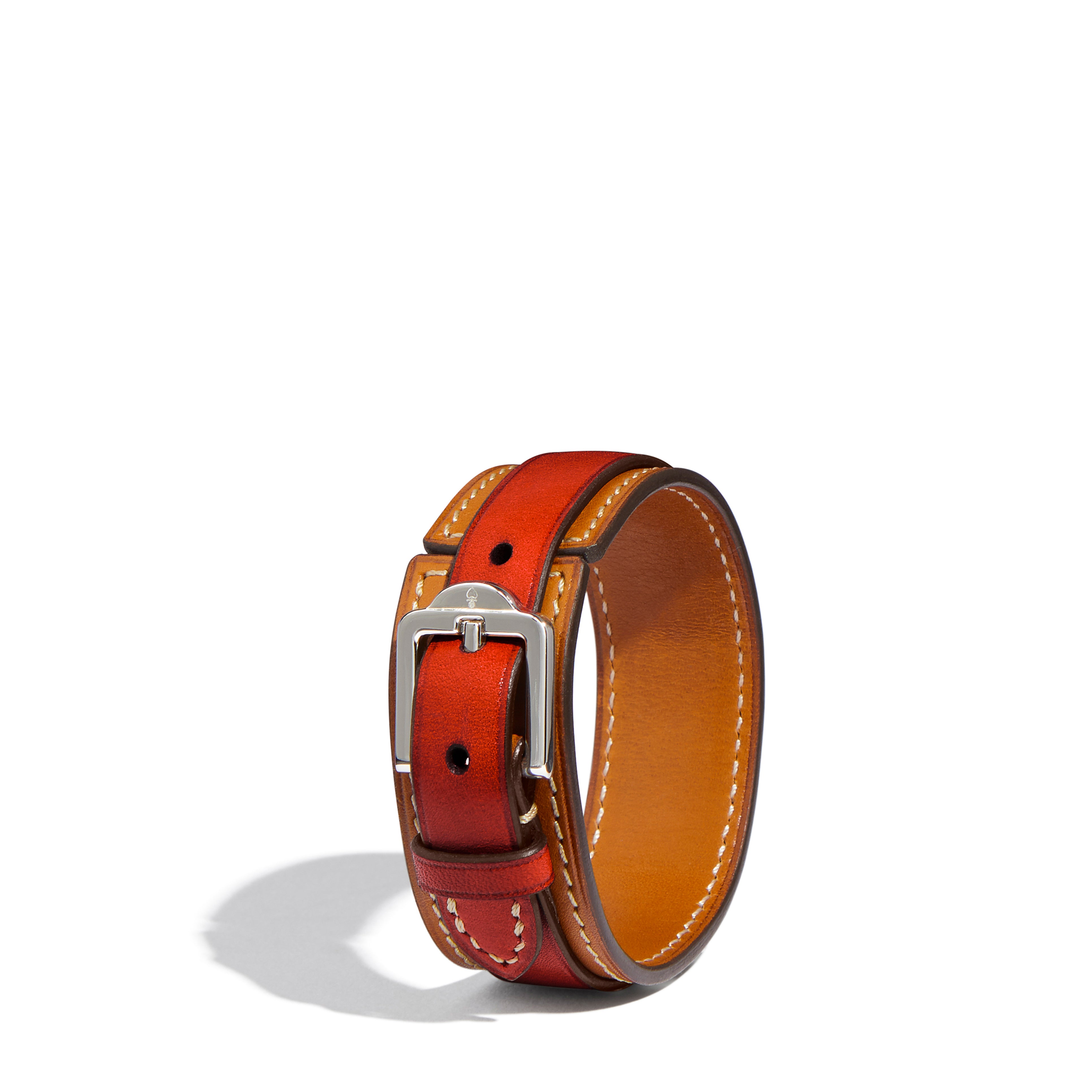 Lectoure Bracelet in Coquelicot Héritage leather