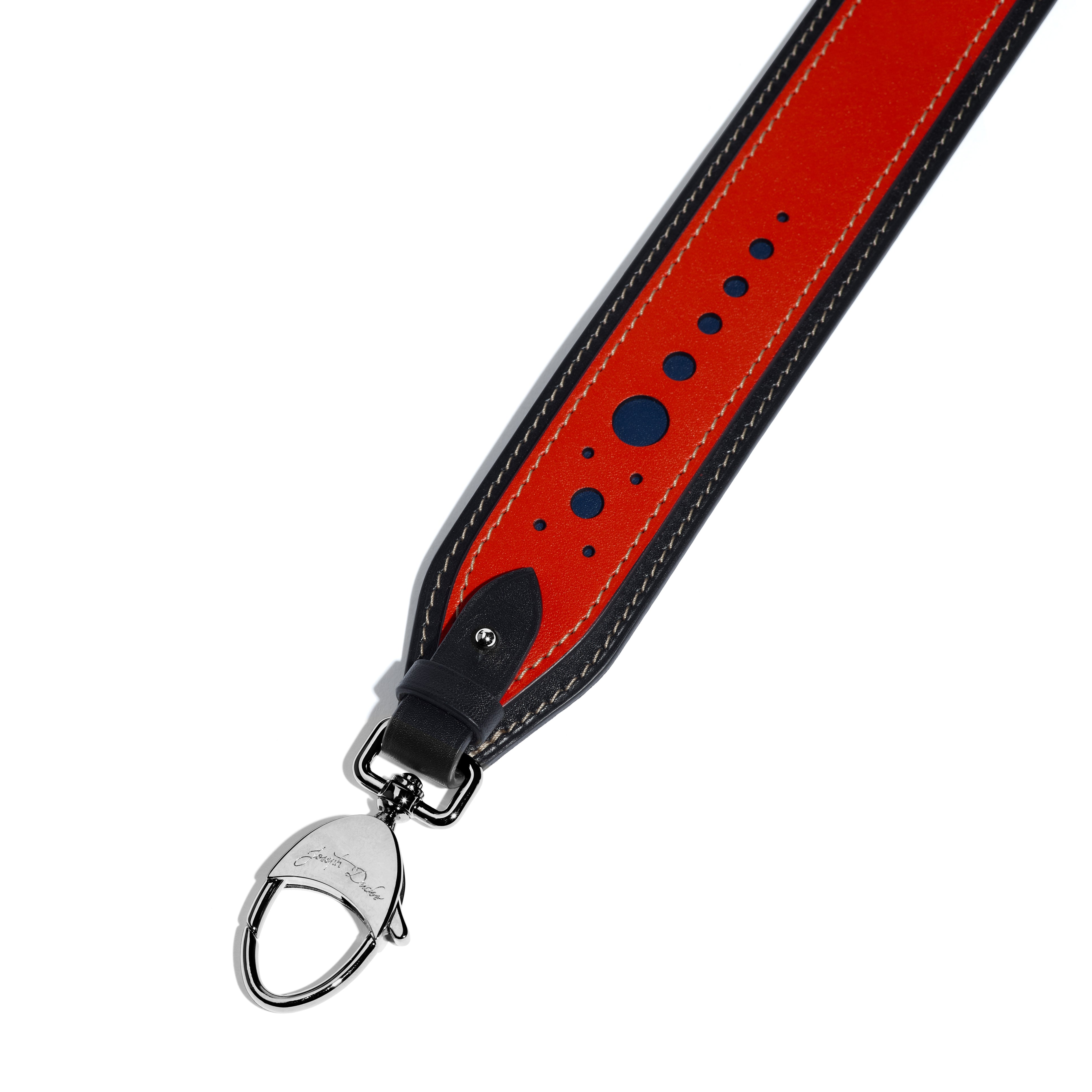 Bandoulière en cuir Mezzo Perforé Coquelicot