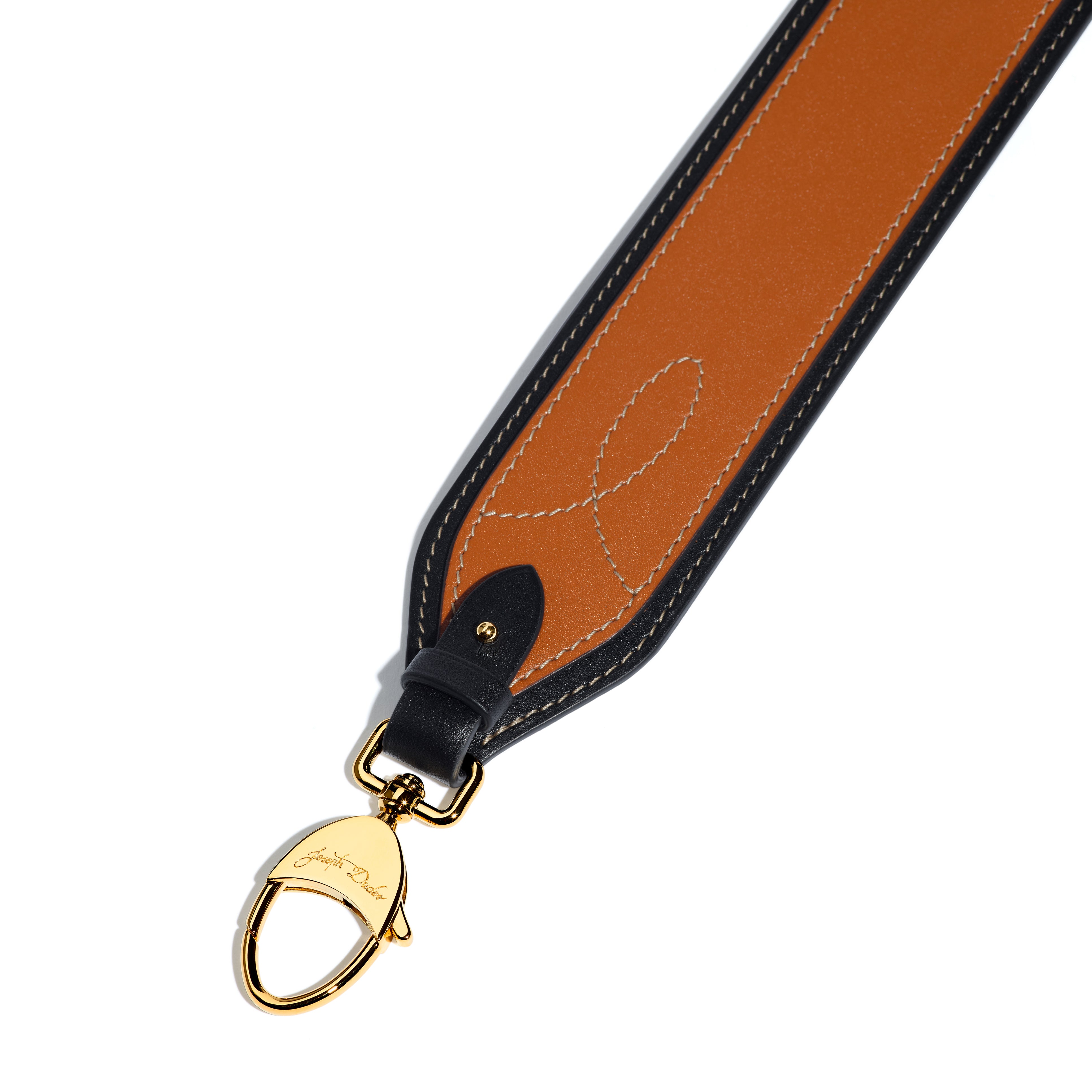 Bandoulière en cuir Mezzo & Piqûres Décoratives Châtaignier