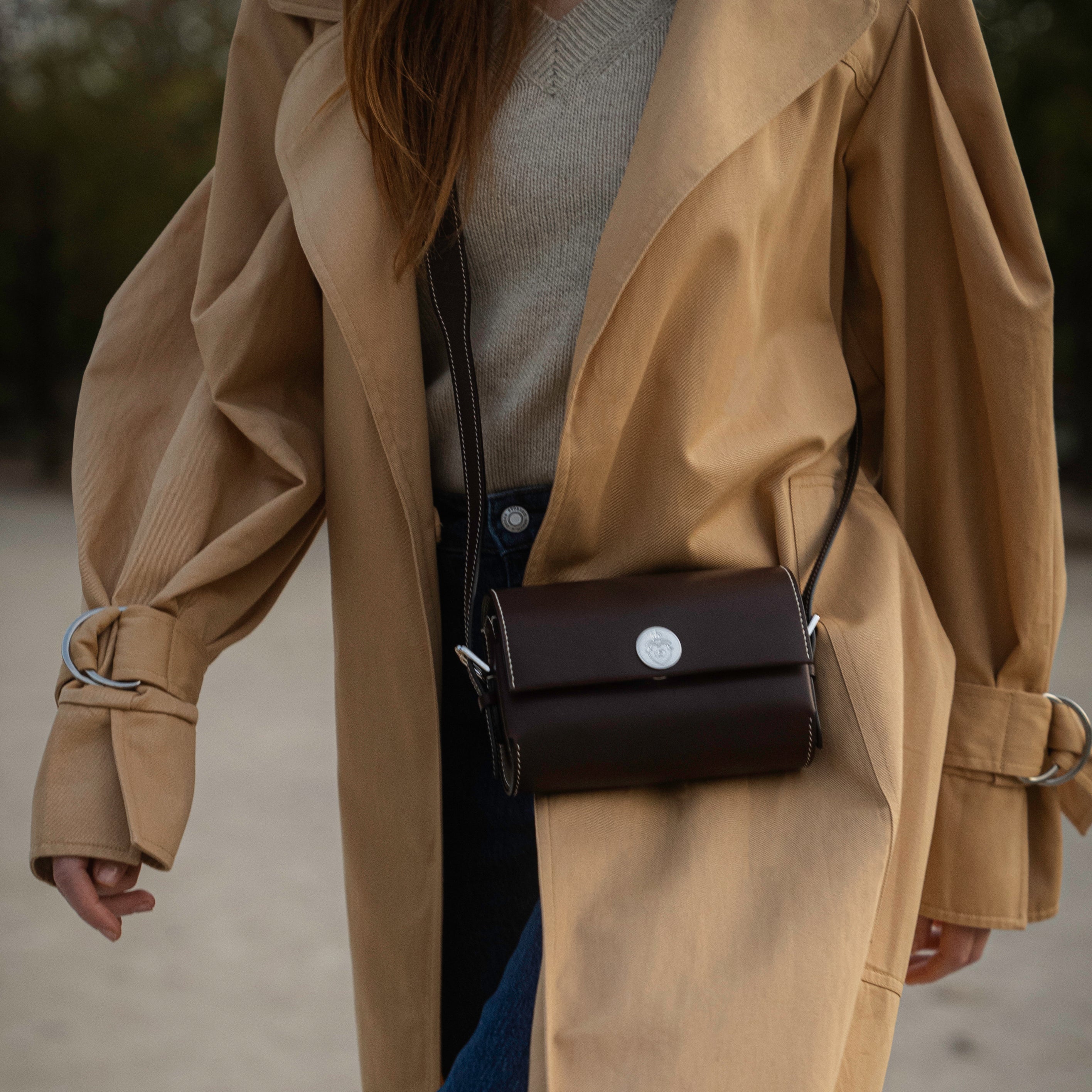 Mini Pochette Saint-Clair en cuir Symphonie Marronnier