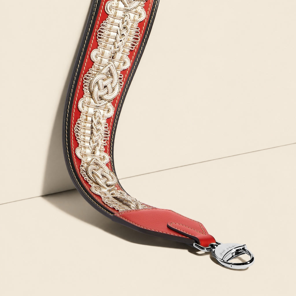Bandoulière Passementerie Diderot en cuir Héritage Coquelicot