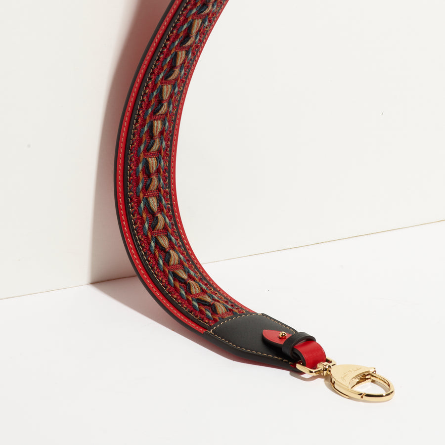 Bandoulière Passementerie Pénélope en cuir Héritage Coquelicot - Édition Limitée à 5 exemplaires