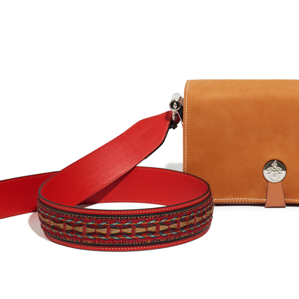 Bandoulière Passementerie Pénélope en cuir Héritage Coquelicot - Édition Limitée à 5 exemplaires