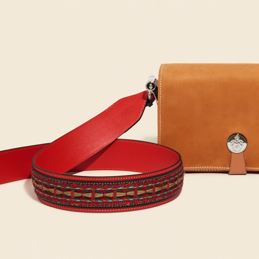Pénélope Passementerie Strap in Coquelicot Héritage leather - Edition limited to 5 copies