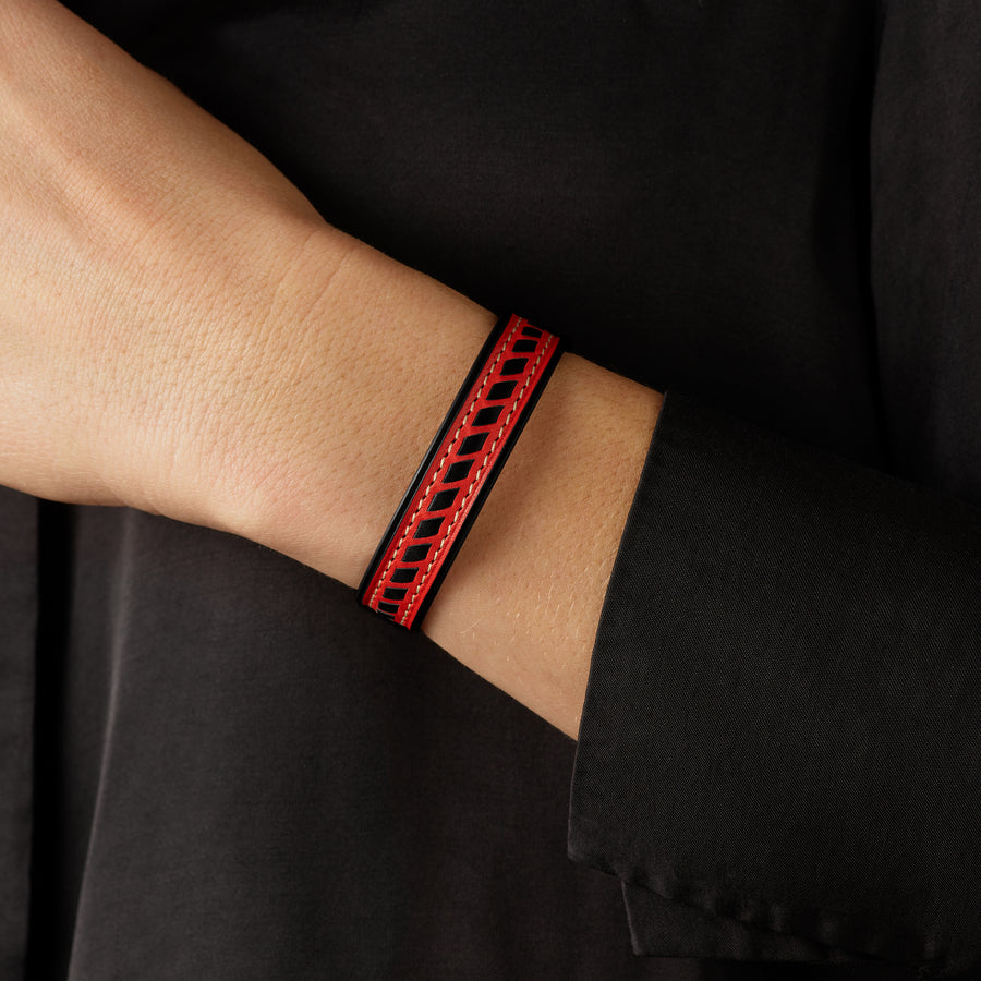 Bracelet Saint-Clair Tressé en cuir Héritage Coquelicot
