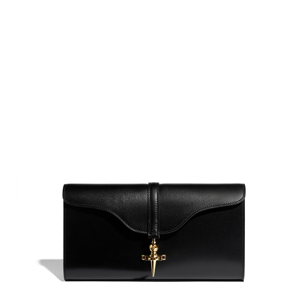 Diane Clutch in Black Lumière leather