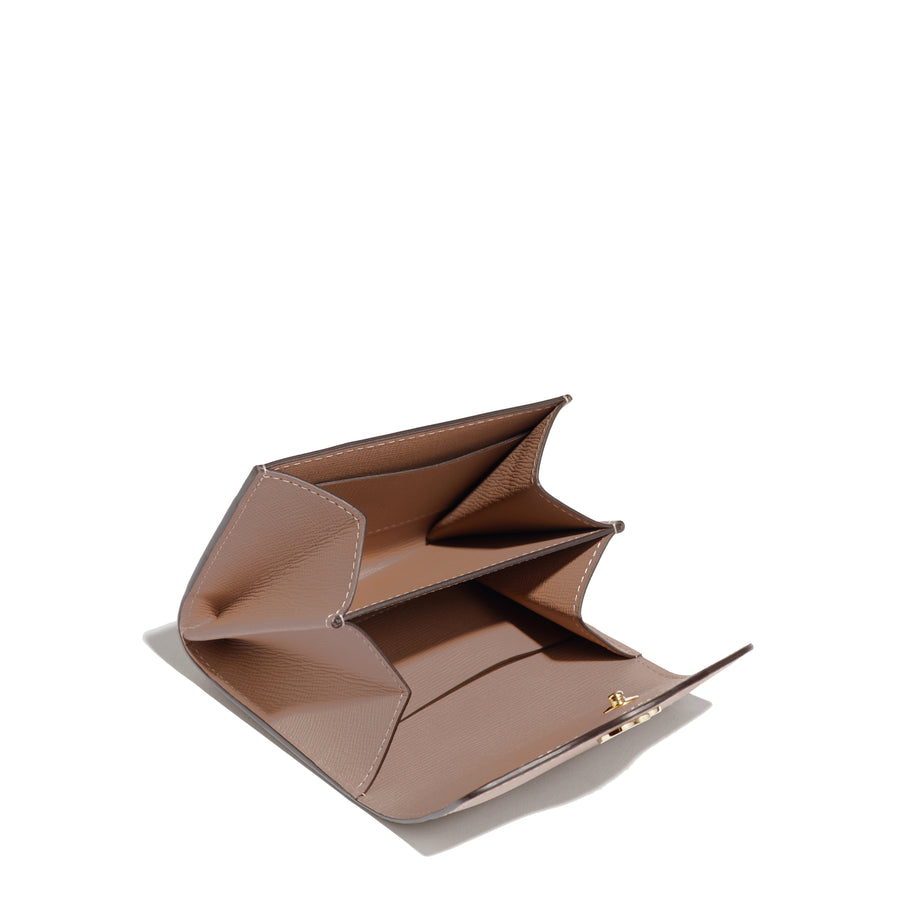 Mini Portefeuille Diane en cuir Tempo Marron Glacé