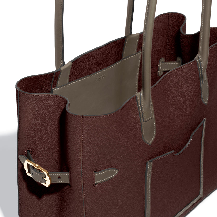 Cabas Horizontal Lectoure en cuir Legato Lie de Vin