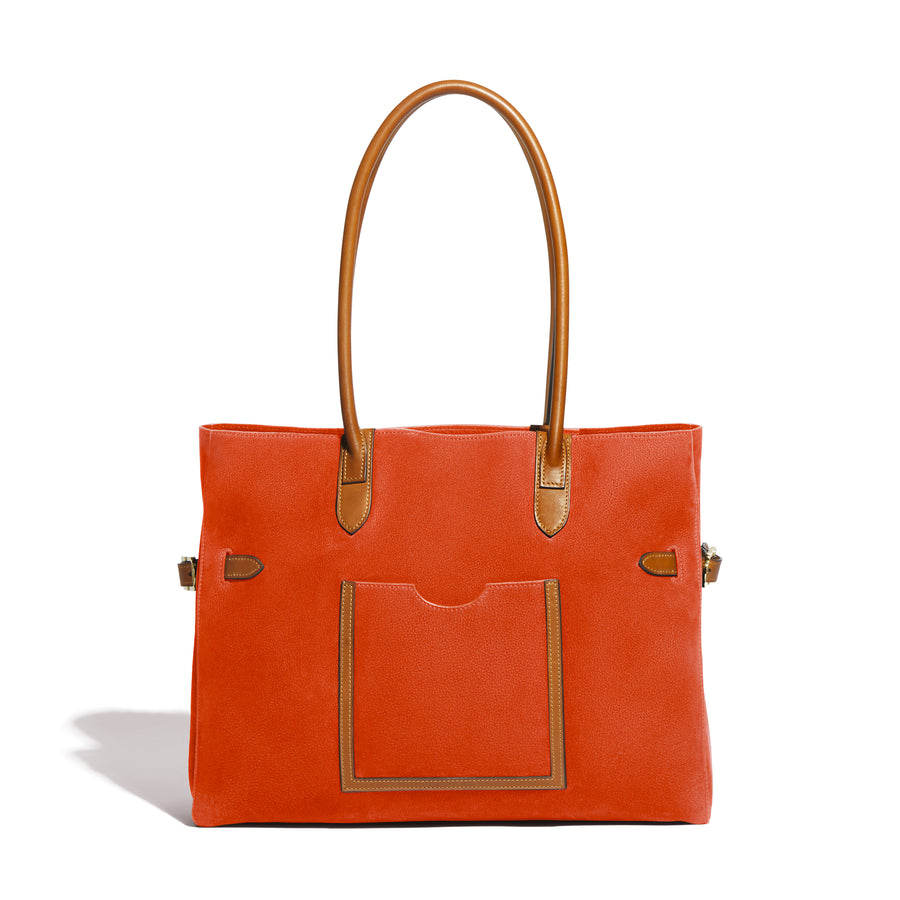 Cabas Horizontal Lectoure en cuir Adagio Coquelicot