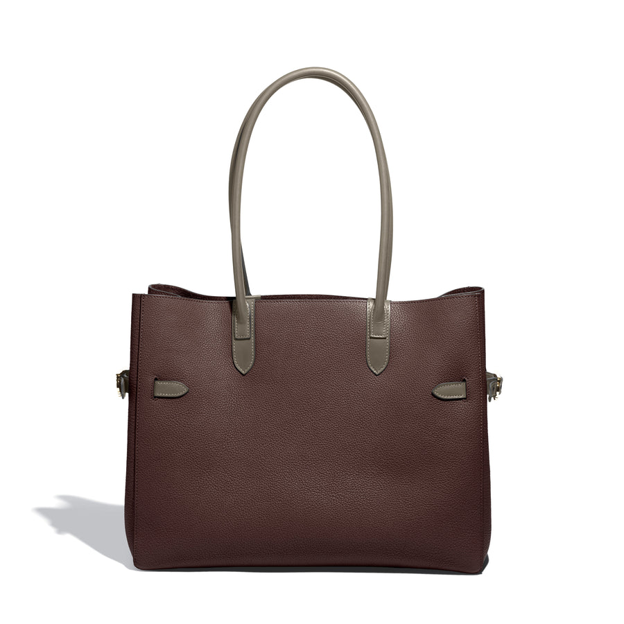 Cabas Horizontal Lectoure en cuir Legato Lie de Vin