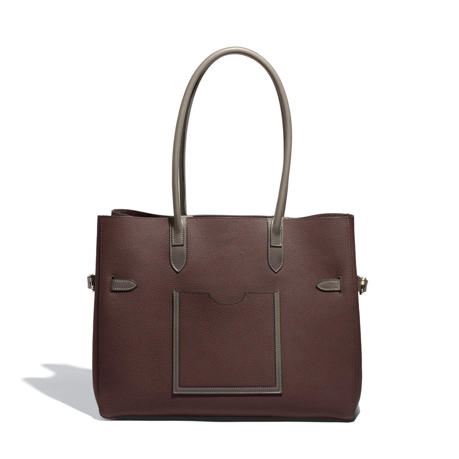 Cabas Horizontal Lectoure en cuir Legato Lie de Vin