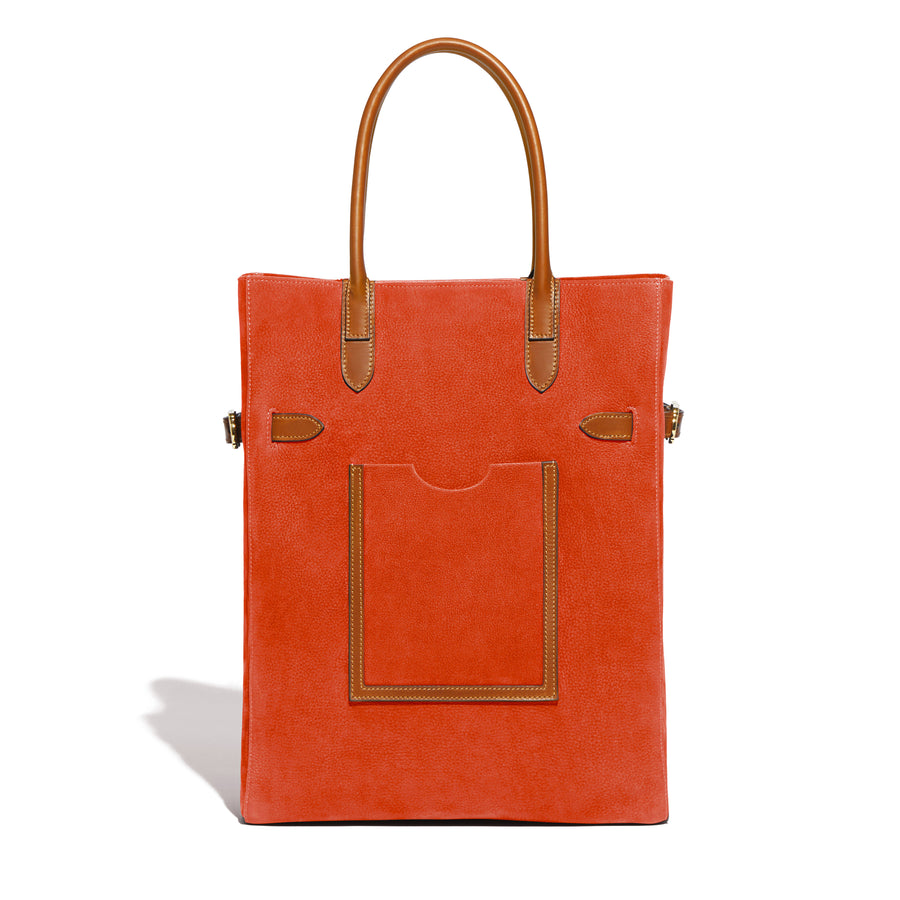 Cabas Vertical Lectoure en cuir Adagio Coquelicot