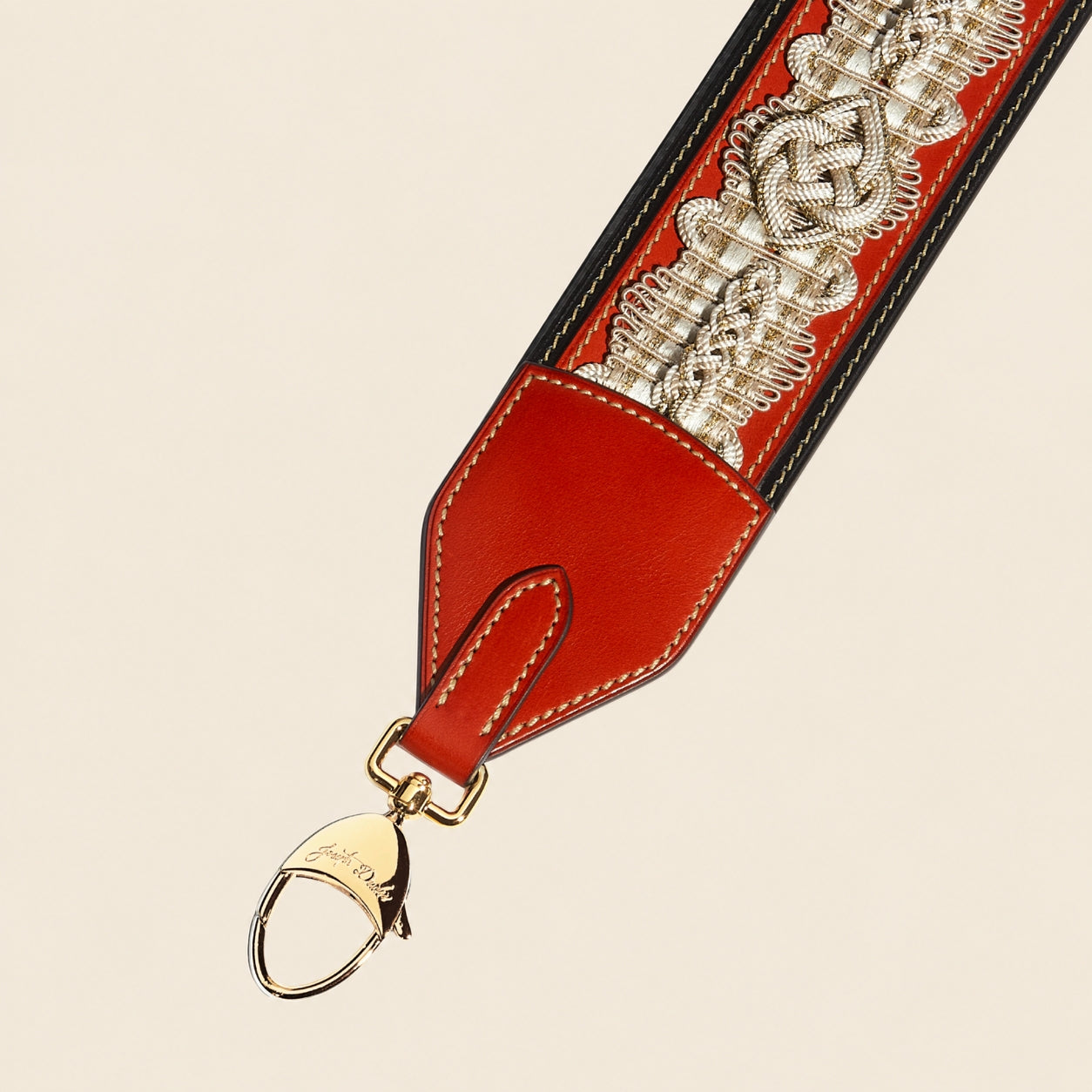 Bandoulière Passementerie Diderot en cuir Héritage Coquelicot