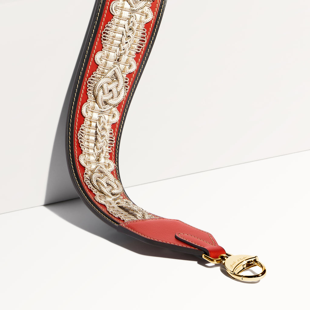 Bandoulière Passementerie Diderot en cuir Héritage Coquelicot