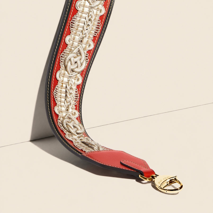 Bandoulière Passementerie Diderot en cuir Héritage Coquelicot