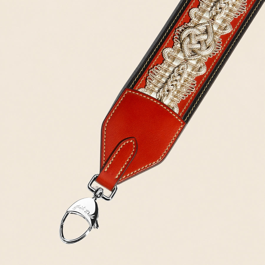 Bandoulière Passementerie Diderot en cuir Héritage Coquelicot