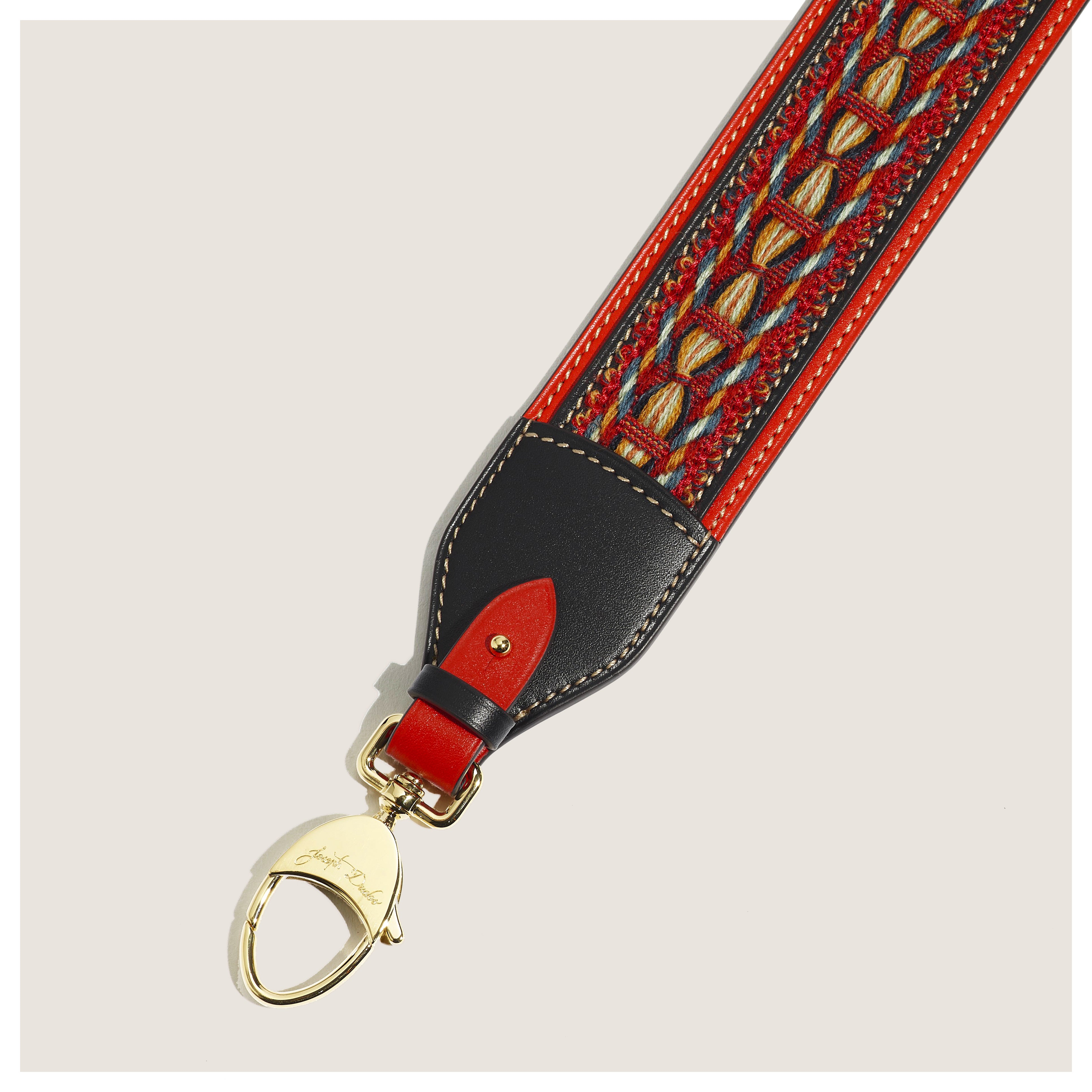 Bandoulière Passementerie Pénélope en cuir Héritage Coquelicot