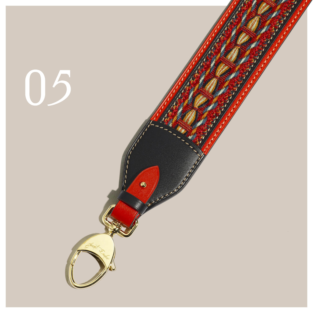 Bandoulière Passementerie Pénélope en cuir Héritage Coquelicot - Édition Limitée à 5 exemplaires
