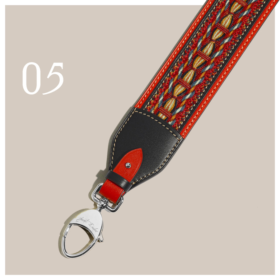 Bandoulière Passementerie Pénélope en cuir Héritage Coquelicot - Édition Limitée à 5 exemplaires