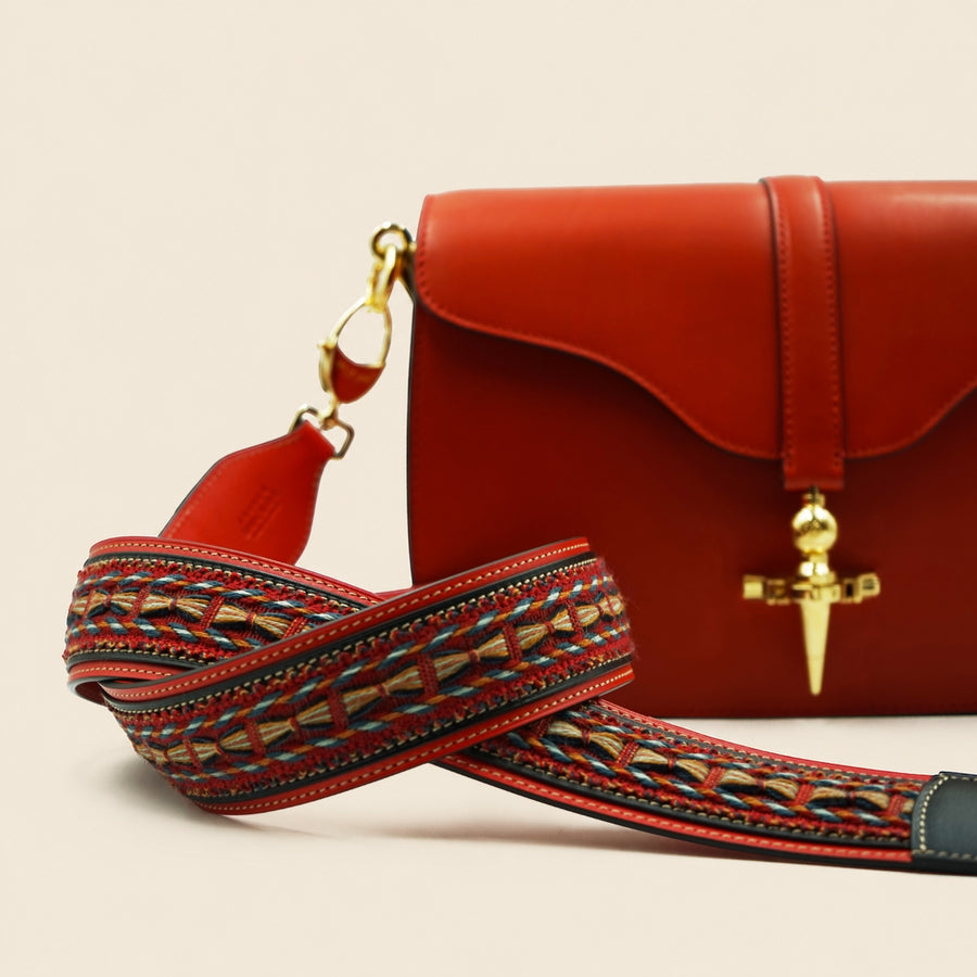 Pénélope Passementerie Strap in Coquelicot Héritage leather - Edition limited to 5 copies
