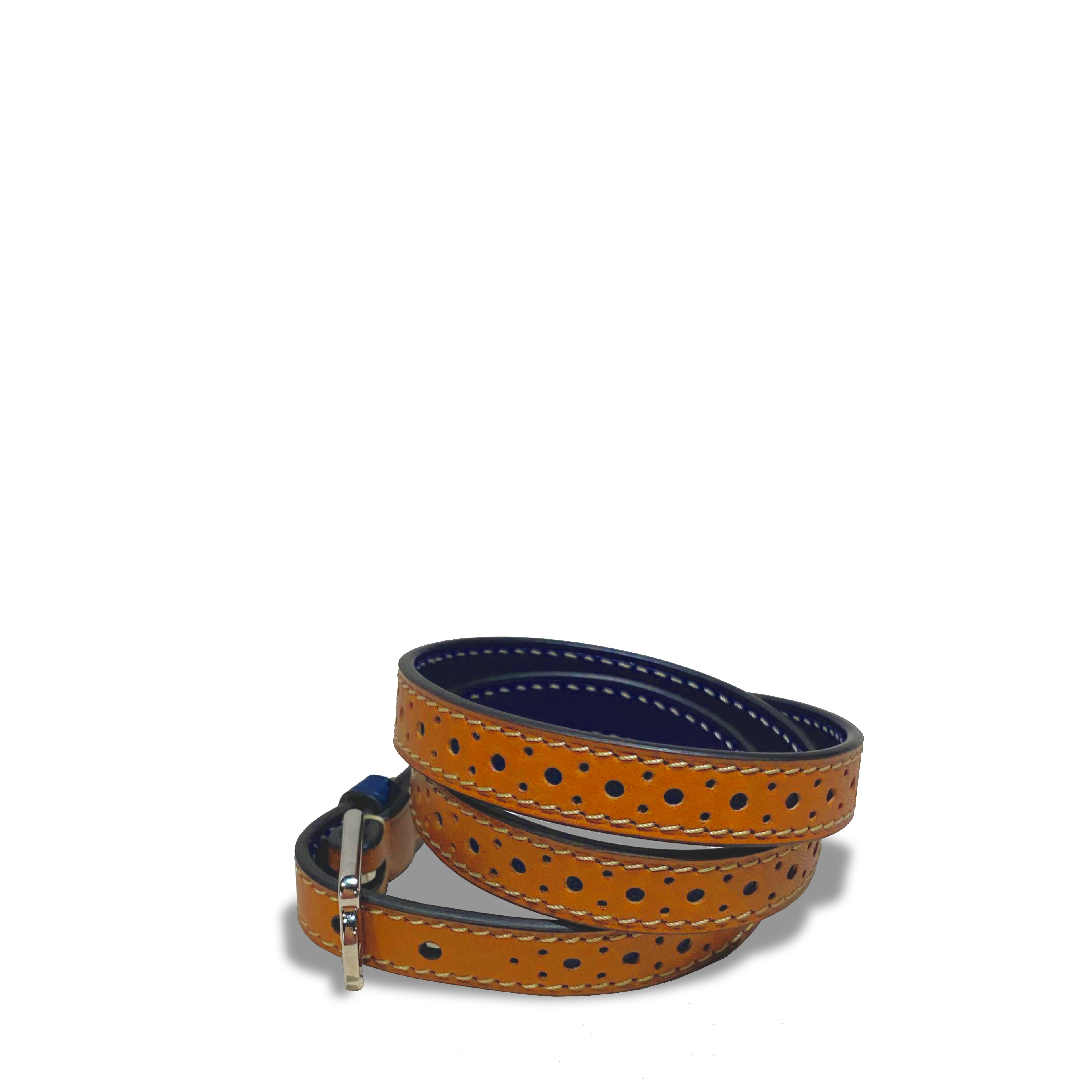 Bracelet Saint-Clair Trois Tours en cuir Héritage Châtaignier