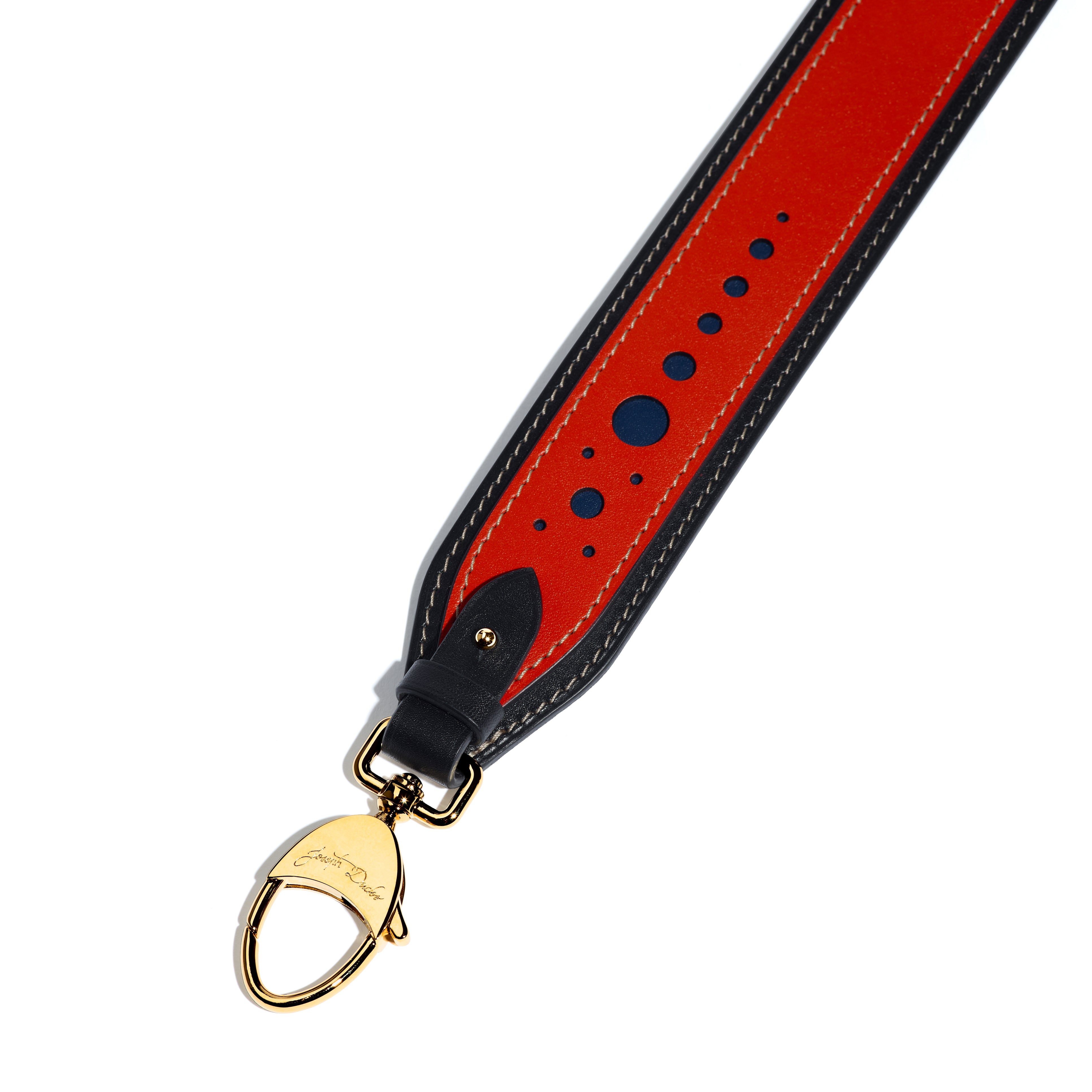 Perforated Leather Strap in Coquelicot Mezzo leather
