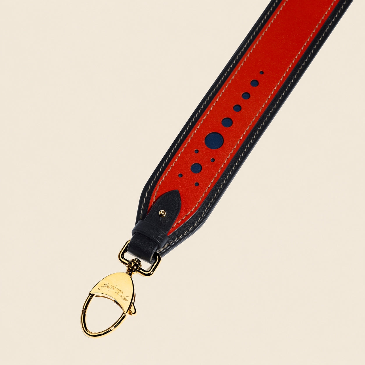 Bandoulière en cuir Mezzo Perforé Coquelicot