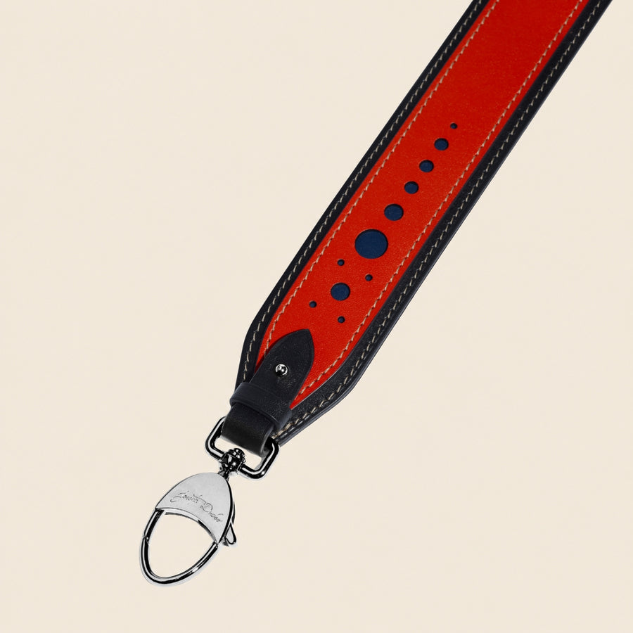 Bandoulière en cuir Mezzo Perforé Coquelicot