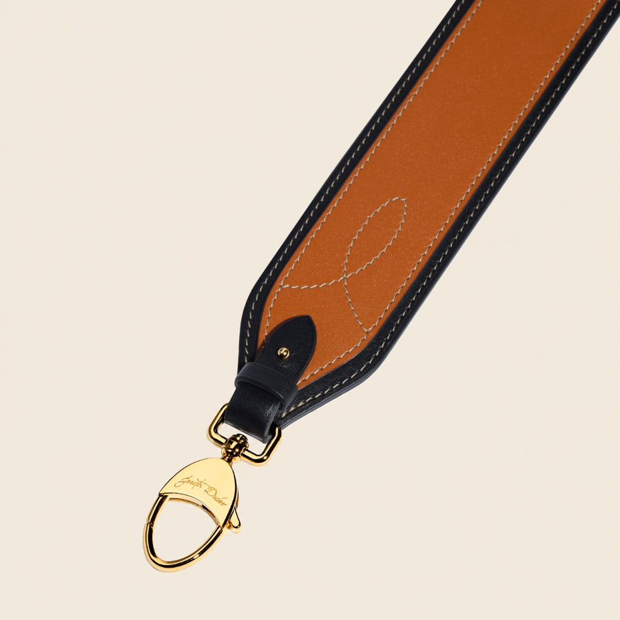 Bandoulière en cuir Mezzo & Piqûres Décoratives Châtaignier