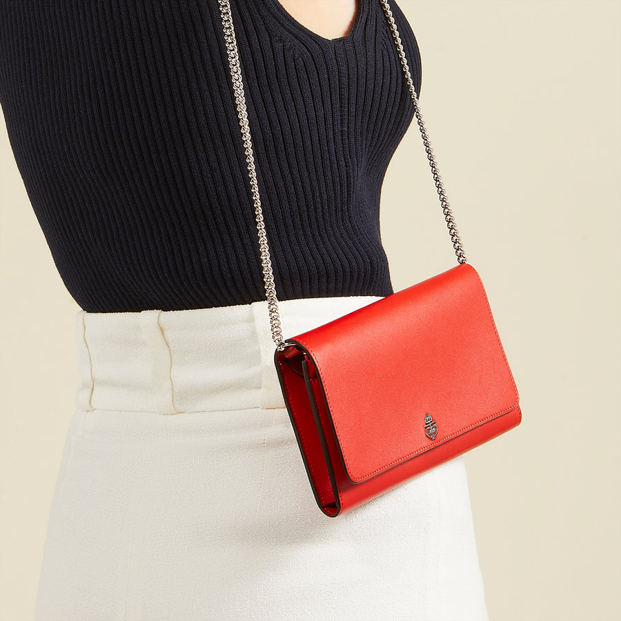 Pochette Lectoure en cuir Sonate Coquelicot