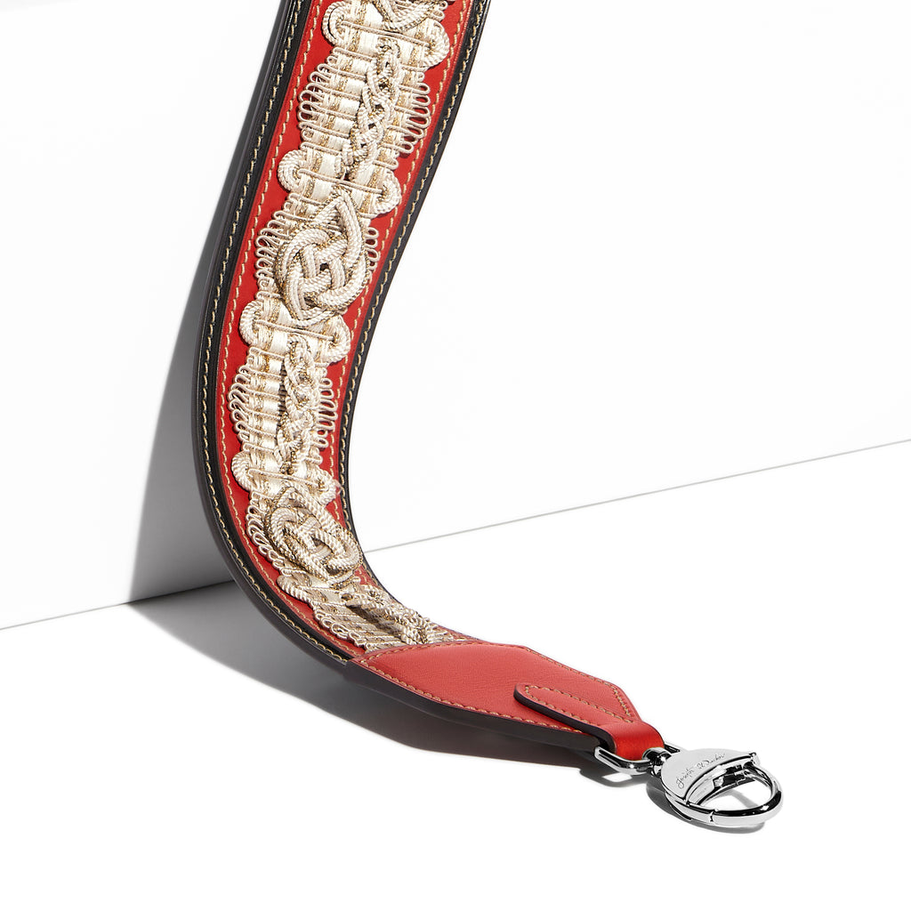 Bandoulière Passementerie Diderot en cuir Héritage Coquelicot