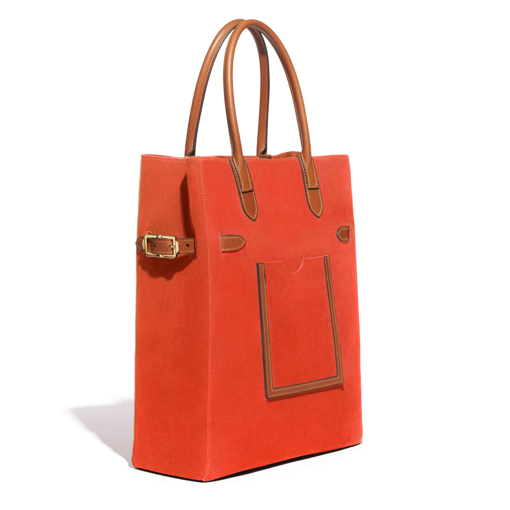 Cabas Vertical Lectoure en cuir Adagio Coquelicot
