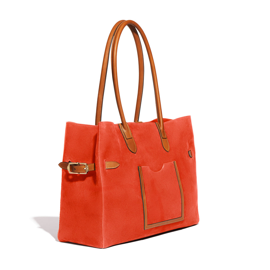 Cabas Horizontal Lectoure en cuir Adagio Coquelicot