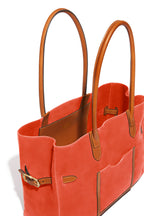 Lectoure Horizontal Tote in Coquelicot Adagio leather  